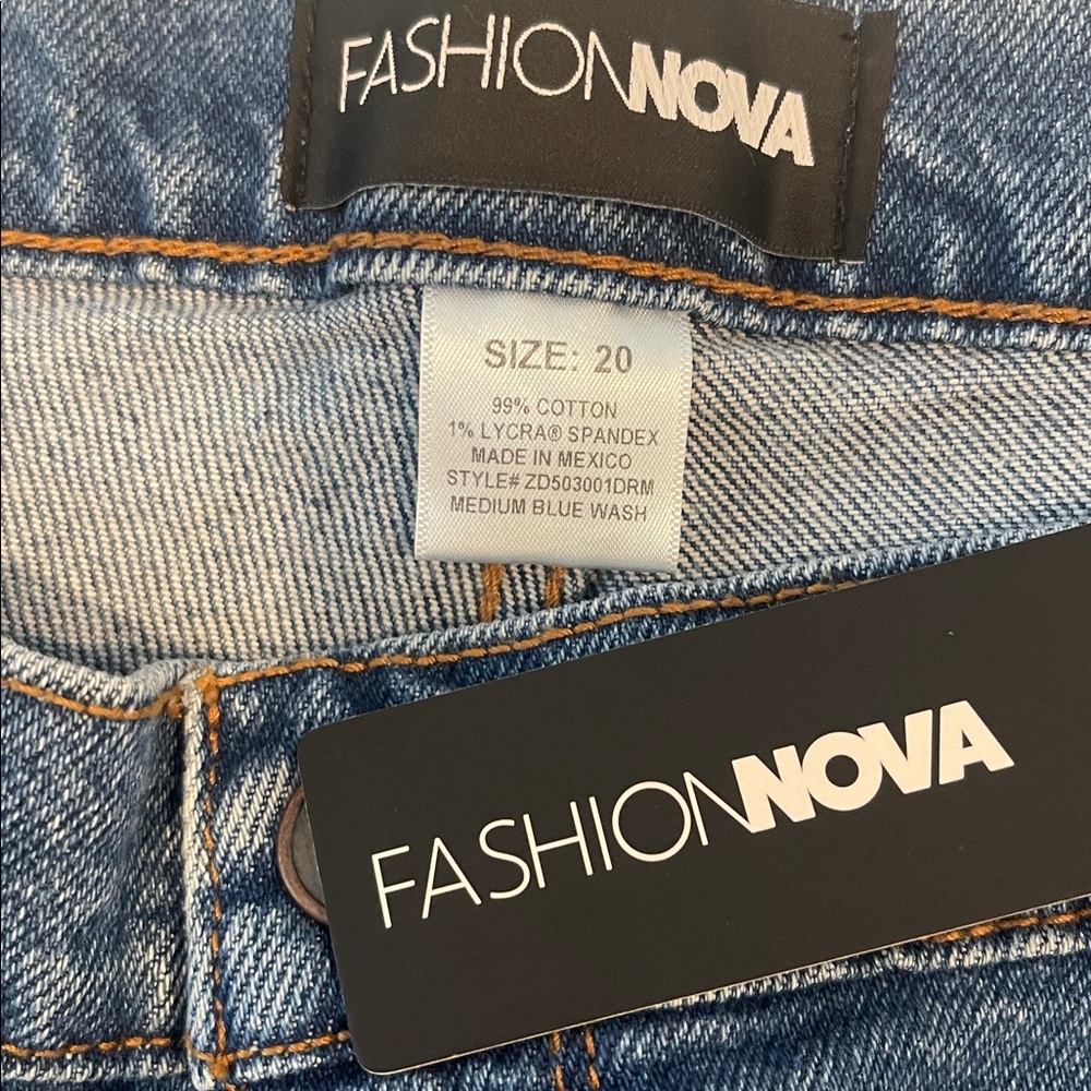 Fashion Nova | Because I Said So Destroyed Mom Jeans Medium Blue Wash Sz 20 - Picture 8 of 10